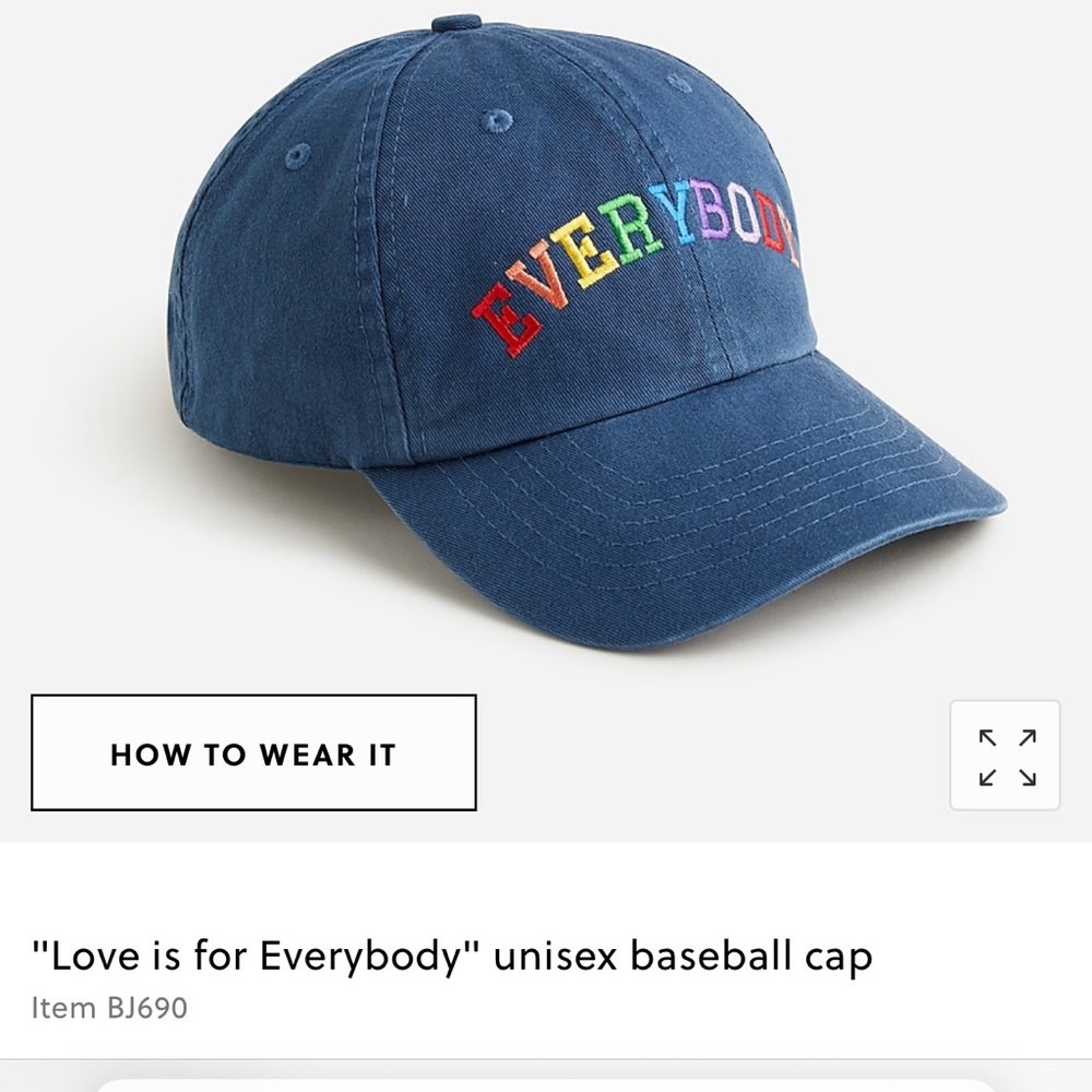 NWT JCREW UNISEX “LOVE IS FOR EVERYBODY” BASEBALL HAT ONE SIZE.